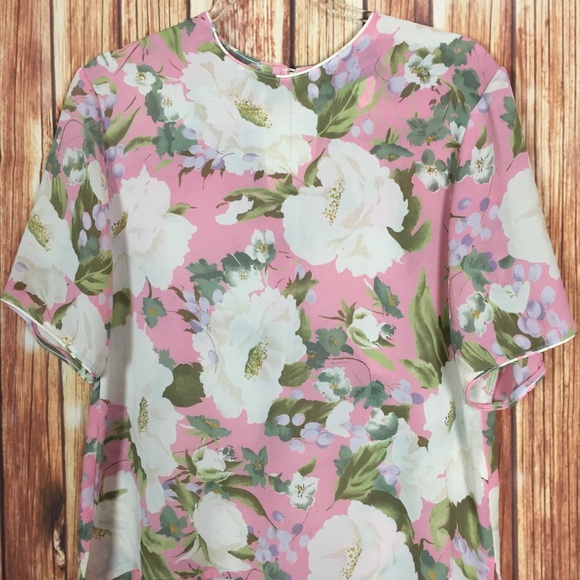 Vintage 80s Oui Petites Coquette Floral Short Sleeve Lightweight Blouse Top 8P - Picture 3 of 6